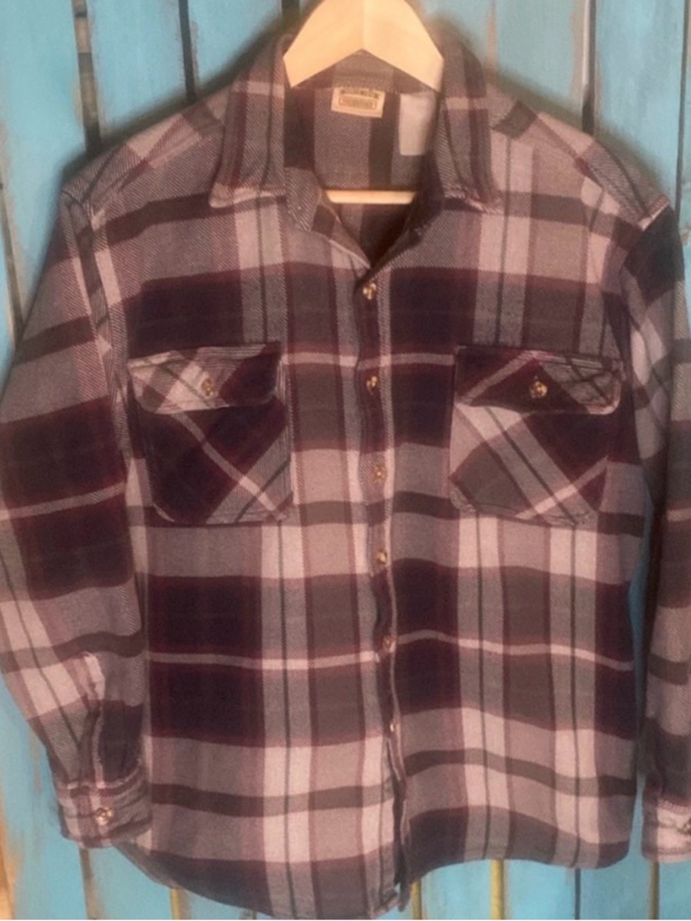 Vintage Five Brother flannel shirt size large white blue red green